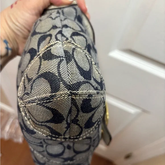 Coach Y2K L0773-11772 Bleeker Denim Signature C Flap Satchel w White Leather GUC - Picture 10 of 16